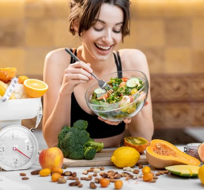 Woman enjoying a salad